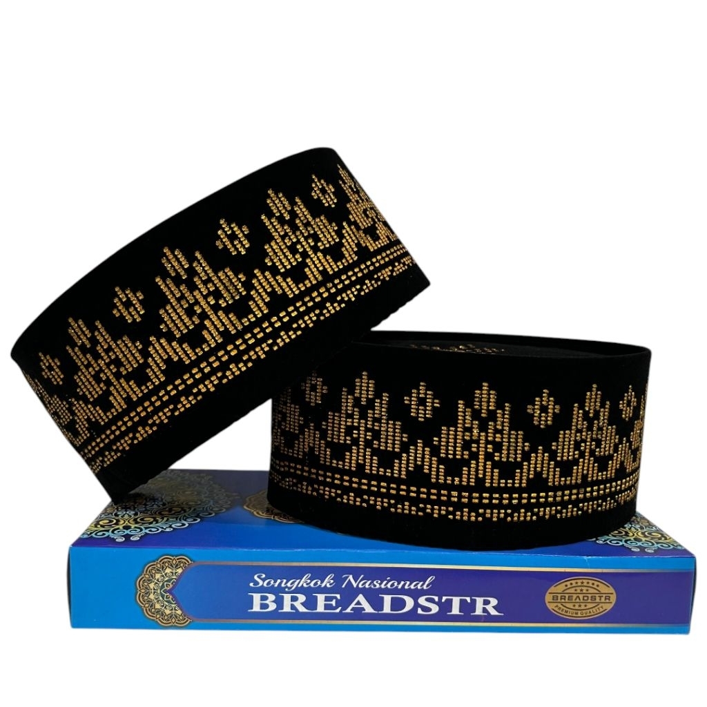 Peci Songkok Kopiah Hitam Motif SONGKET GOLD Tinggi 9cm - Peci Nasional Anak dan Dewasa - Fashion Muslim Murah Berkualitas Bisa Bayar DiTempat COD