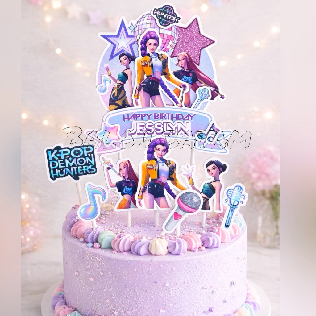 Jual CUSTOM Nama Topper Cake 3D Demon Hunter Rumi Huntrix Zoey Mira ...