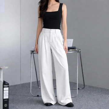 Celana Kulot Wanita High Waist Premium Hitam Kerja Kantor Formal Casual Bahan Tebal Jatuh Elegan