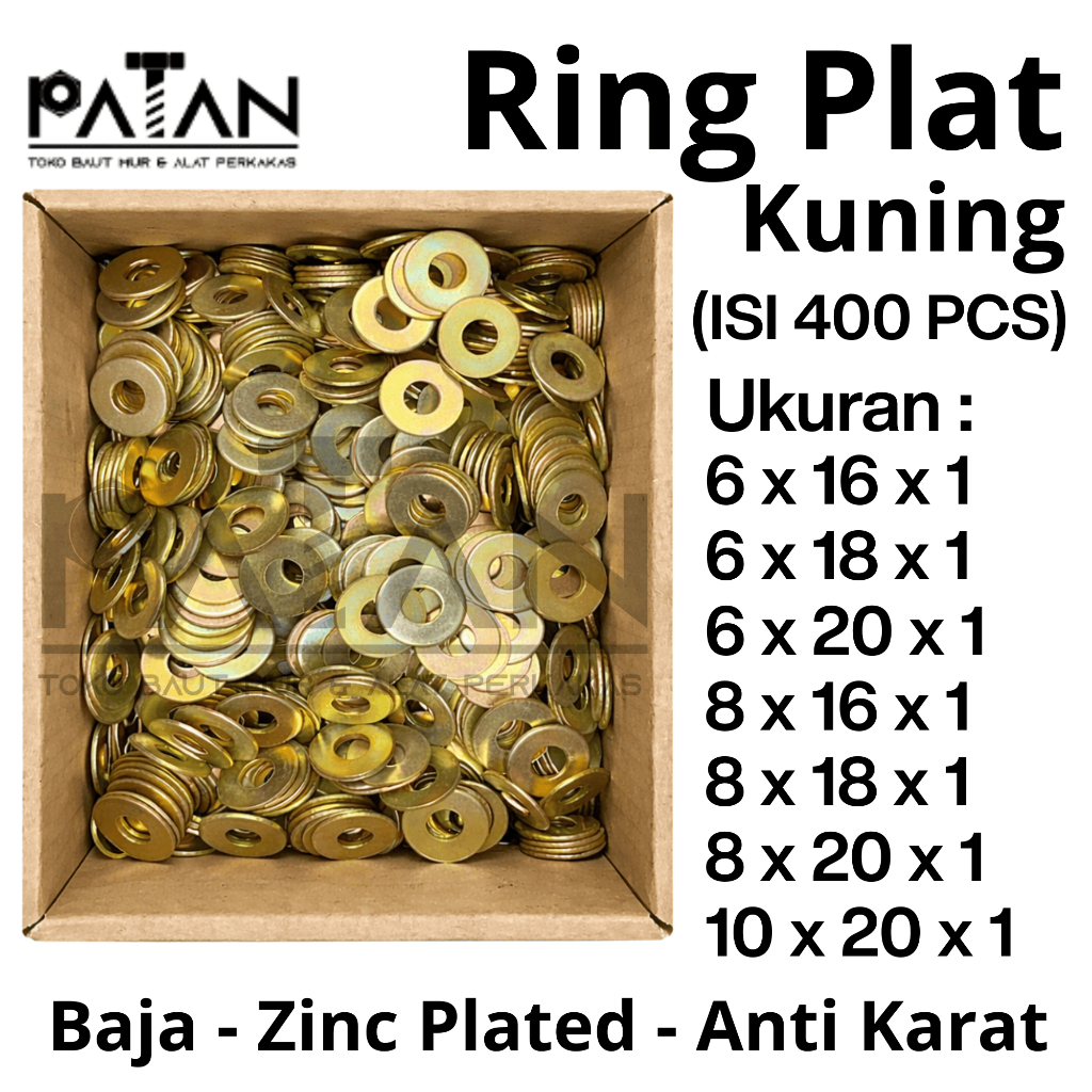 Jual [ISI 400] Ring Plat baut tebal kuning M6,M8 dan M10 | Shopee Indonesia