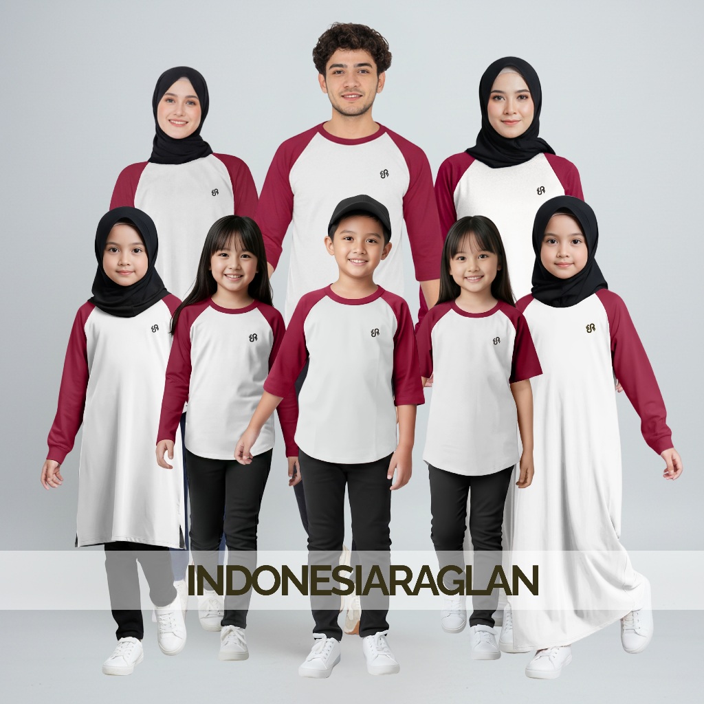 Jual Indonesia Raglan Warna Putih - Marun Kaos Family Set Keluarga ...
