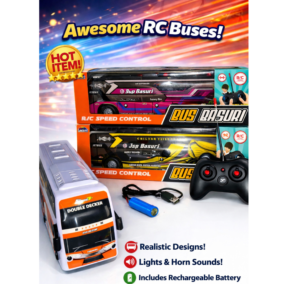 Jual RC Bus Basuri Jetbus 3+ Double Decker Simulation Remote Control ...