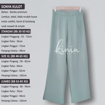 Sonya Kulot By Kinin Daily Celana Kerja Model Slimfit Bahan Tebal Premium