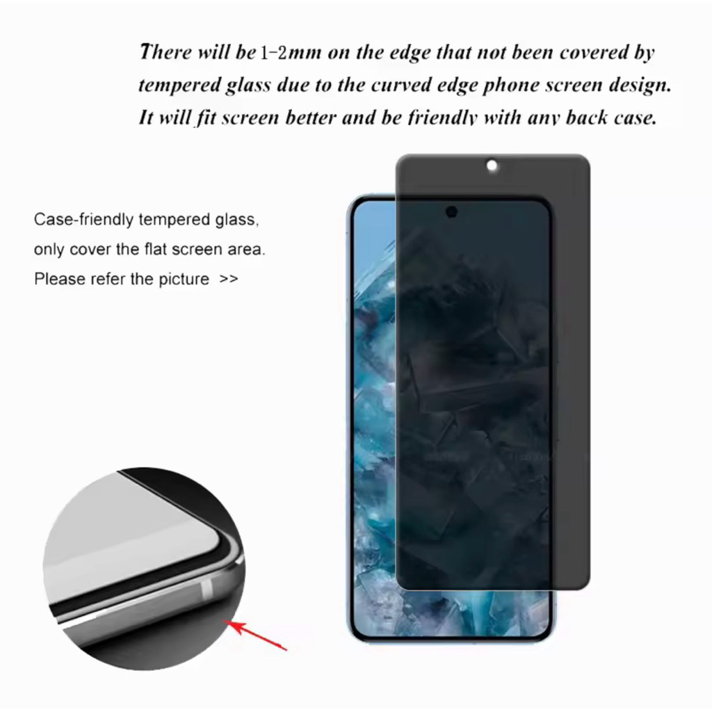 Privacy Tempered Glass Screen Protector For Smartphone Anti Spy