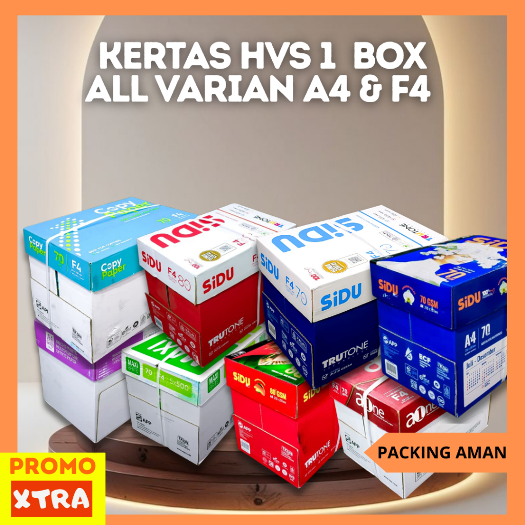 Jual 1 BOX KERTAS HVS ,A4 & F4 SIDU , MAXI BRITE ,COPY PAPER,BMO, AONE ...