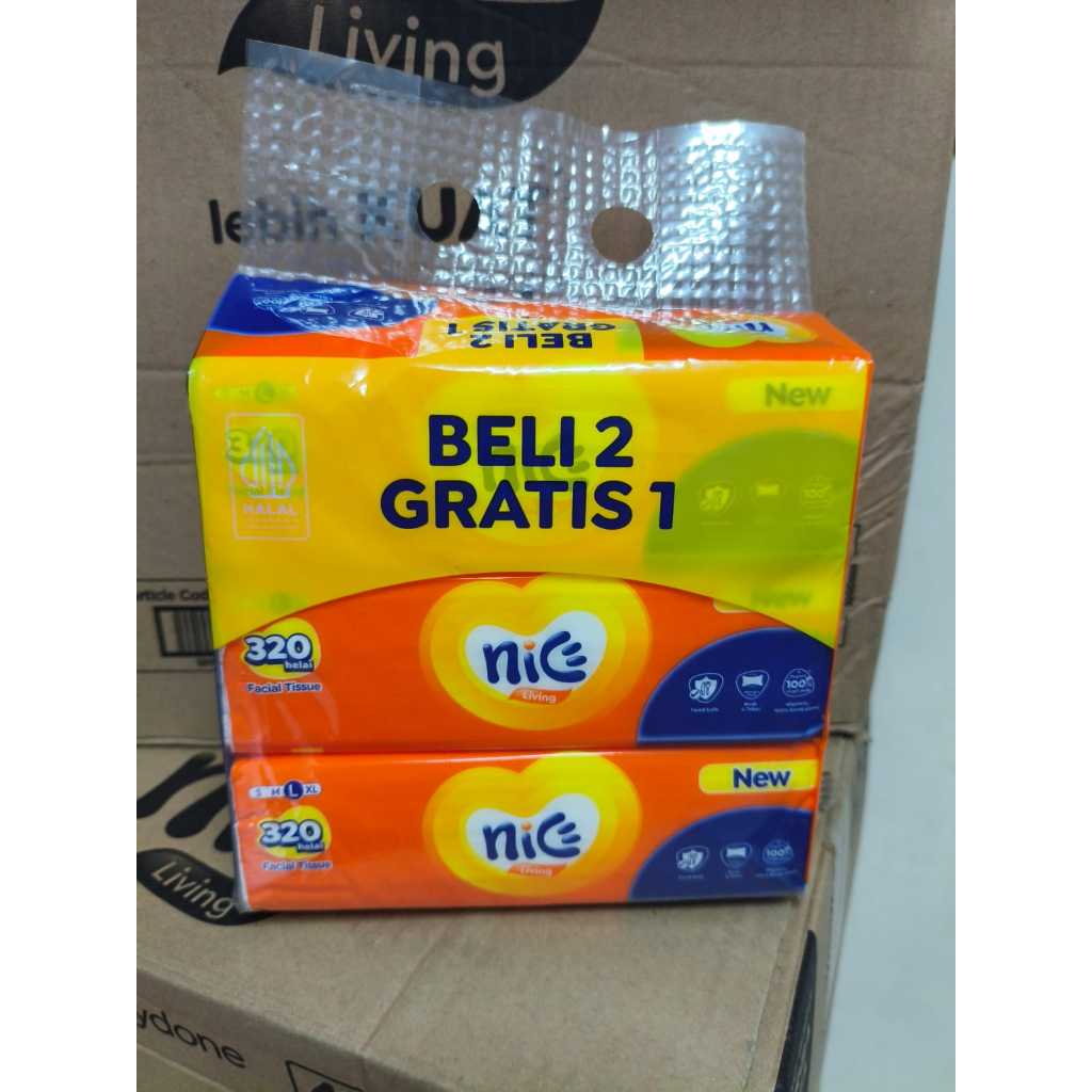 Jual Nice Living Facial Tissue 320 Helai Bundling Isi 3 Pack | Shopee ...