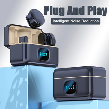 Mic Wireless Dual Microphone Magnetic Mikrofon Type C Dengan Kotak Pengisi Daya Mikr Wireless