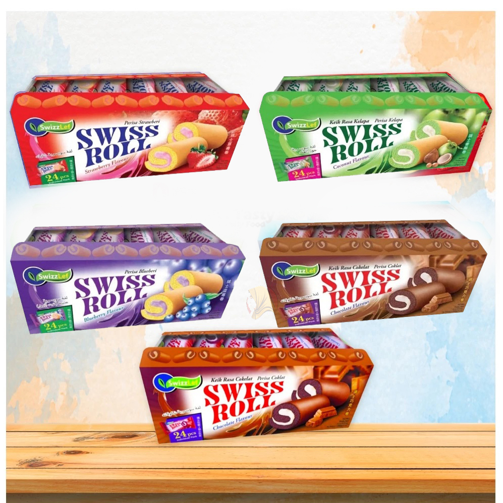 Jual Swizzlef Swiss Roll Isi 24 Bolu Swiss Roll Rasa Blueberry Coconut ...