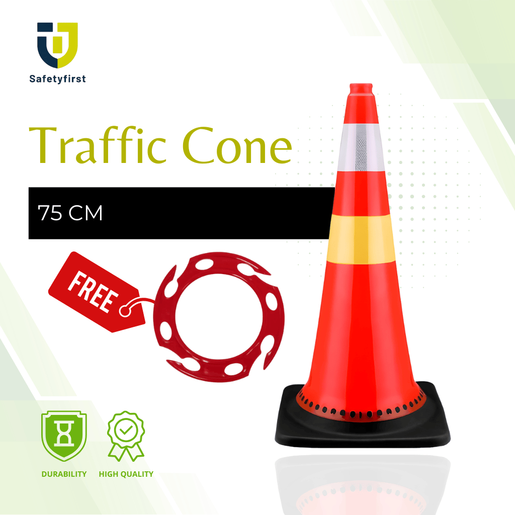 Jual Traffic Cone 75cm Base Hitam 3kg - Kerucut Lalu Lintas Full Rubber ...