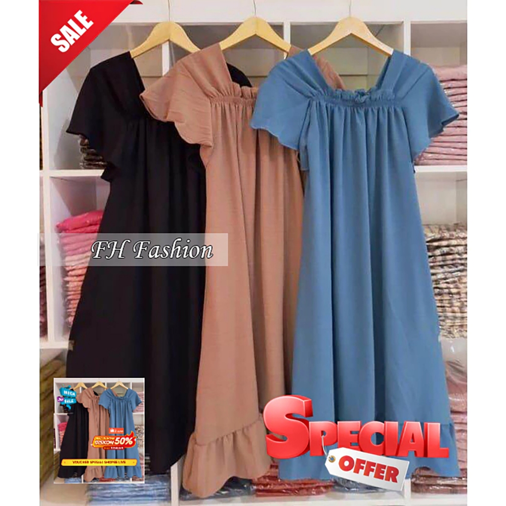 Jual (PROMO) Daster Fuji Crinkle Airflow Premium / Dress Laura Crinkle ...