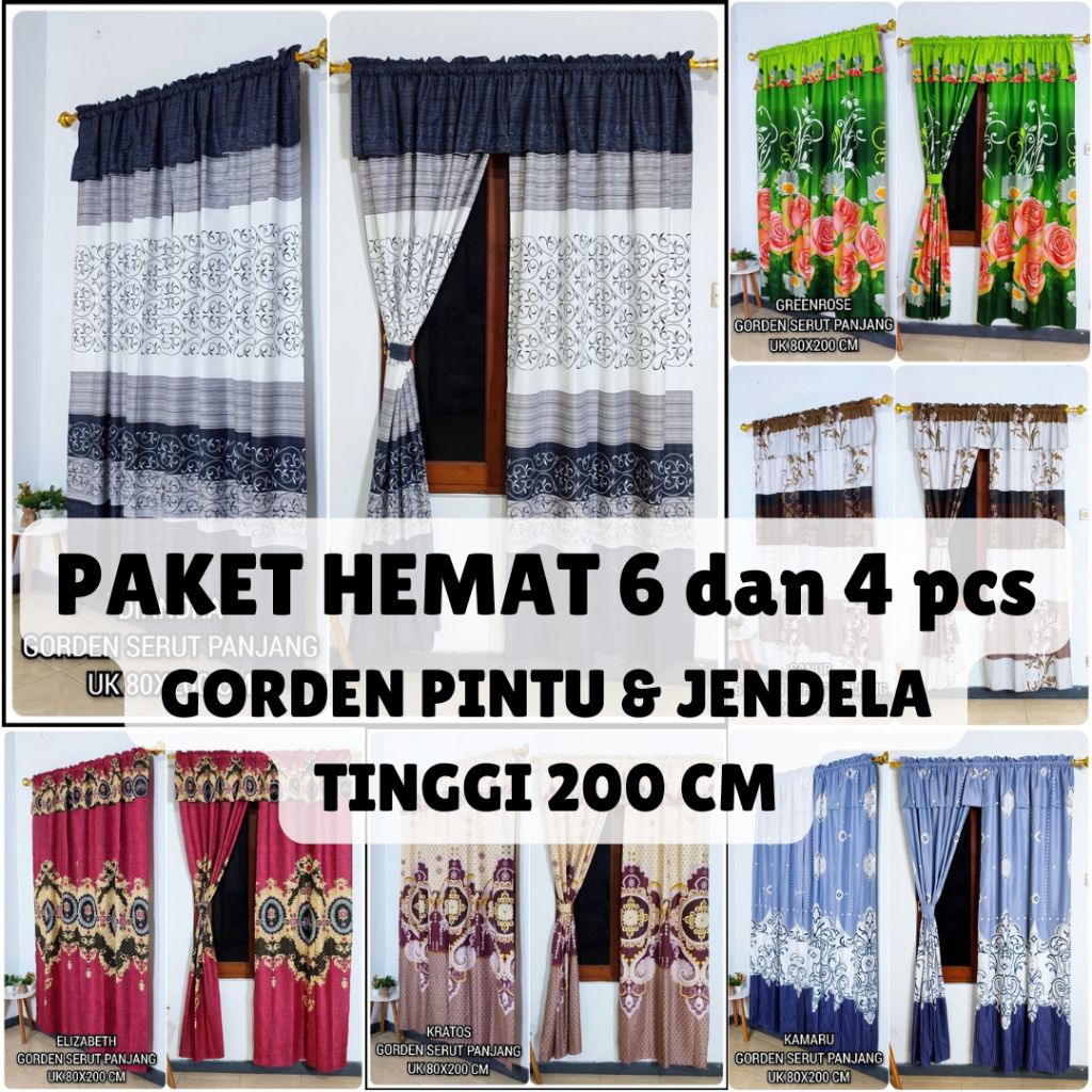 PAKET HEMAT 6 PCS DAN 4 PCS GORDEN SERUT PINTU UKURAN 80 X 200 MODEL TANPA SMOKERING