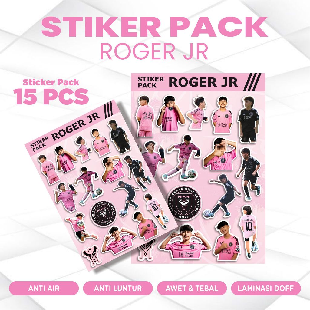 Jual ROGER JR inter miami academy - Sticker Pack 15pcs - Tahan Air Anti ...
