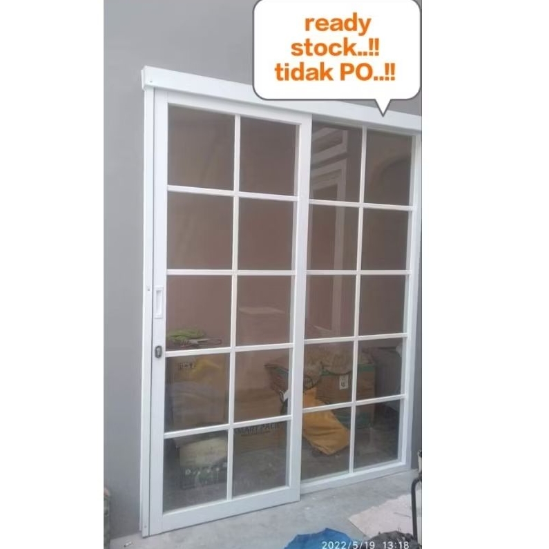 pintu sleding T210xL160 +kusen satu daun hidup satu daun mati 3inci dan 4 inchi ornamen