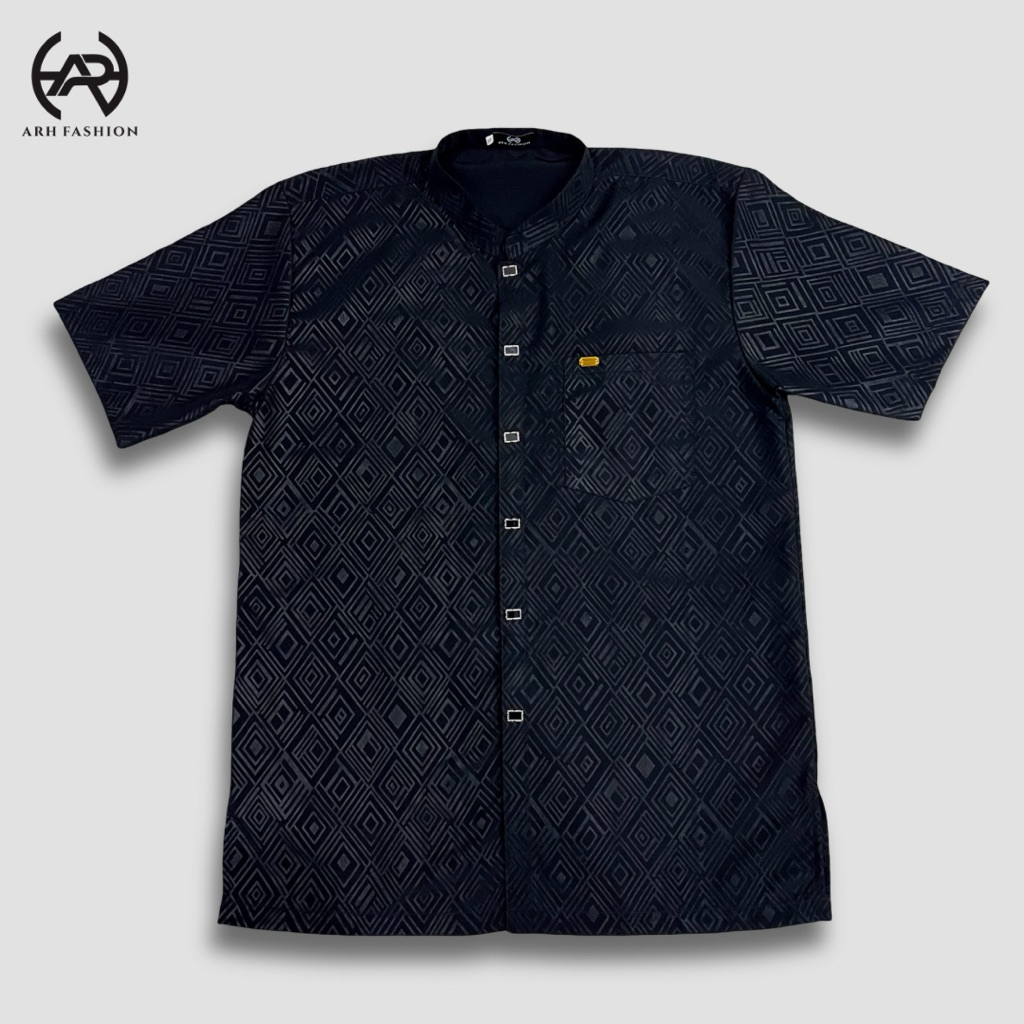 ARH FASHION - Kemeja Koko Embos NAZIM Pria Lengan Pendek