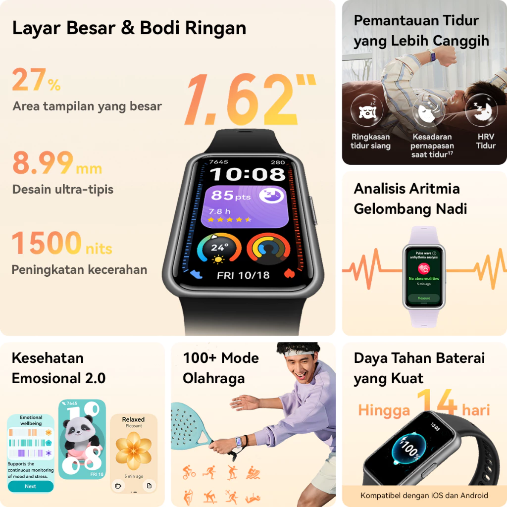 HUAWEI Band 11 Series dengan Layar AMOLED 1.62 Inch yang Stylish