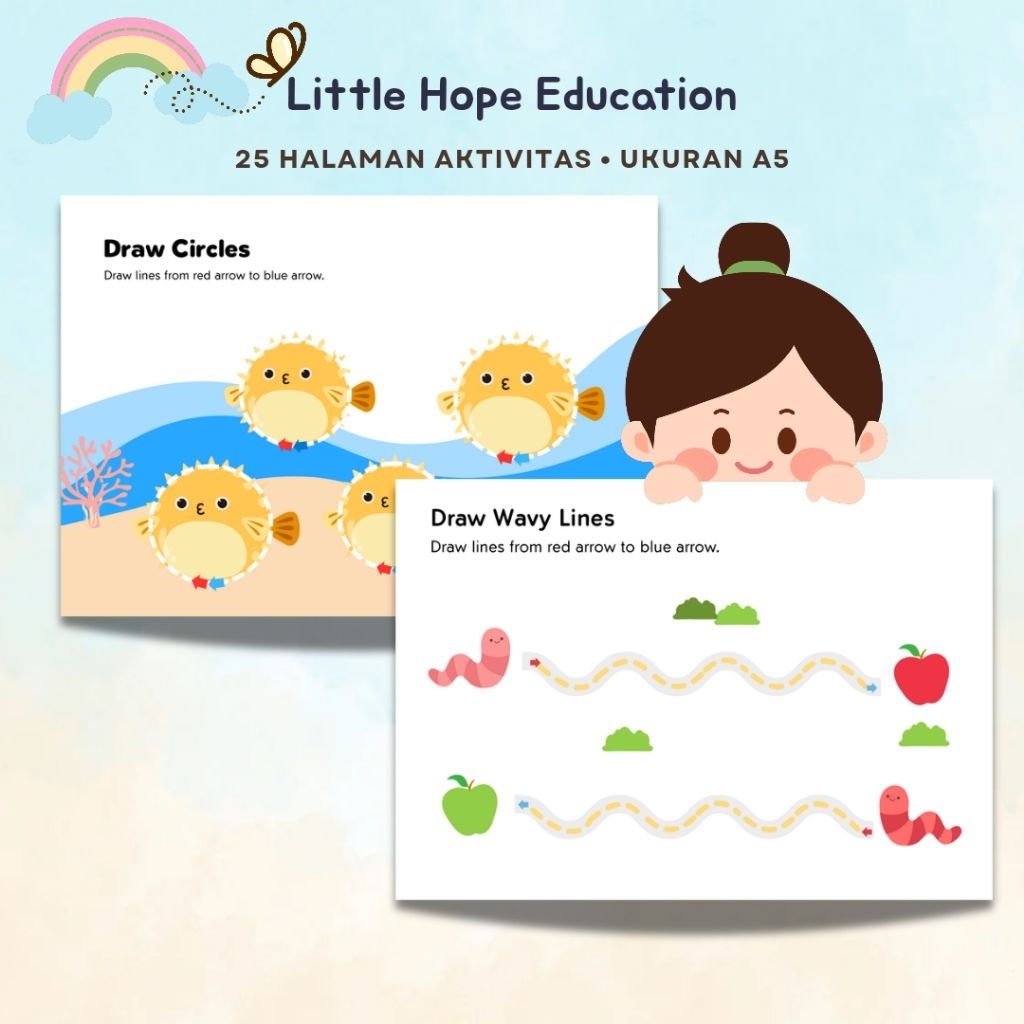 Jual Animals Tracing Lines Worksheet - 25 Lembar Kerja Pre-Writing Anak ...
