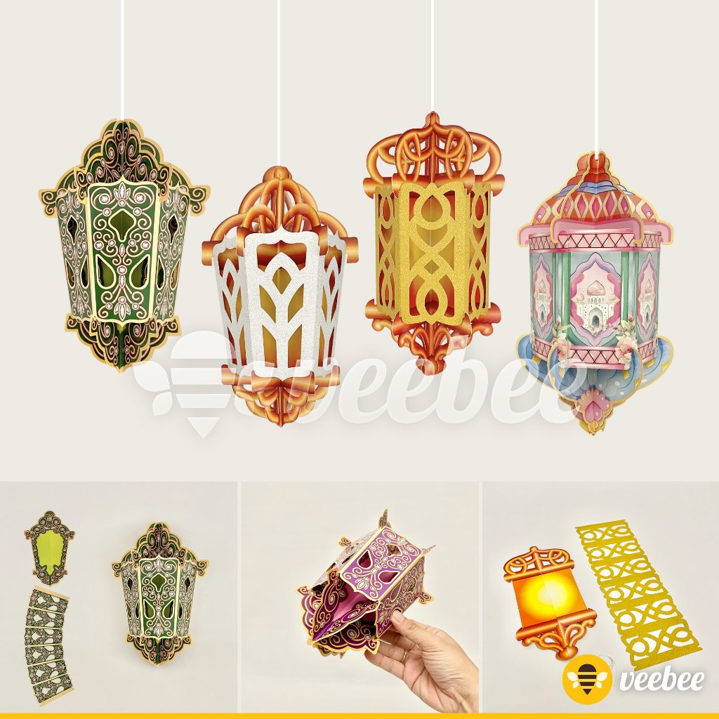 Hiasan Gantung Lentera 3D Ramadhan Lebaran | Dekorasi Idul Fitri Pernikahan Ulang Tahun