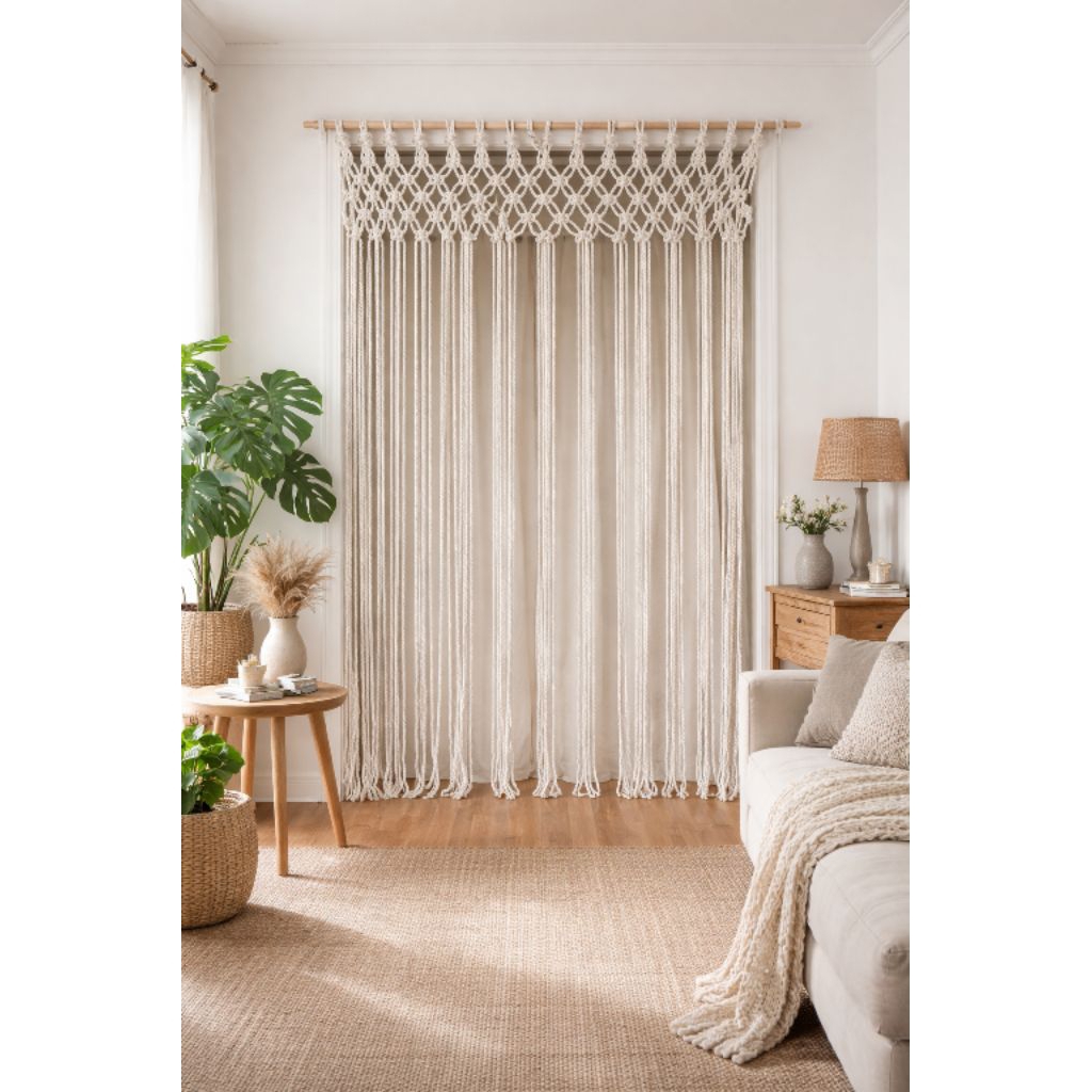 Jual Gorden Macrame Boho Premium | Tirai Tali Katun Estetik untuk Ruang ...
