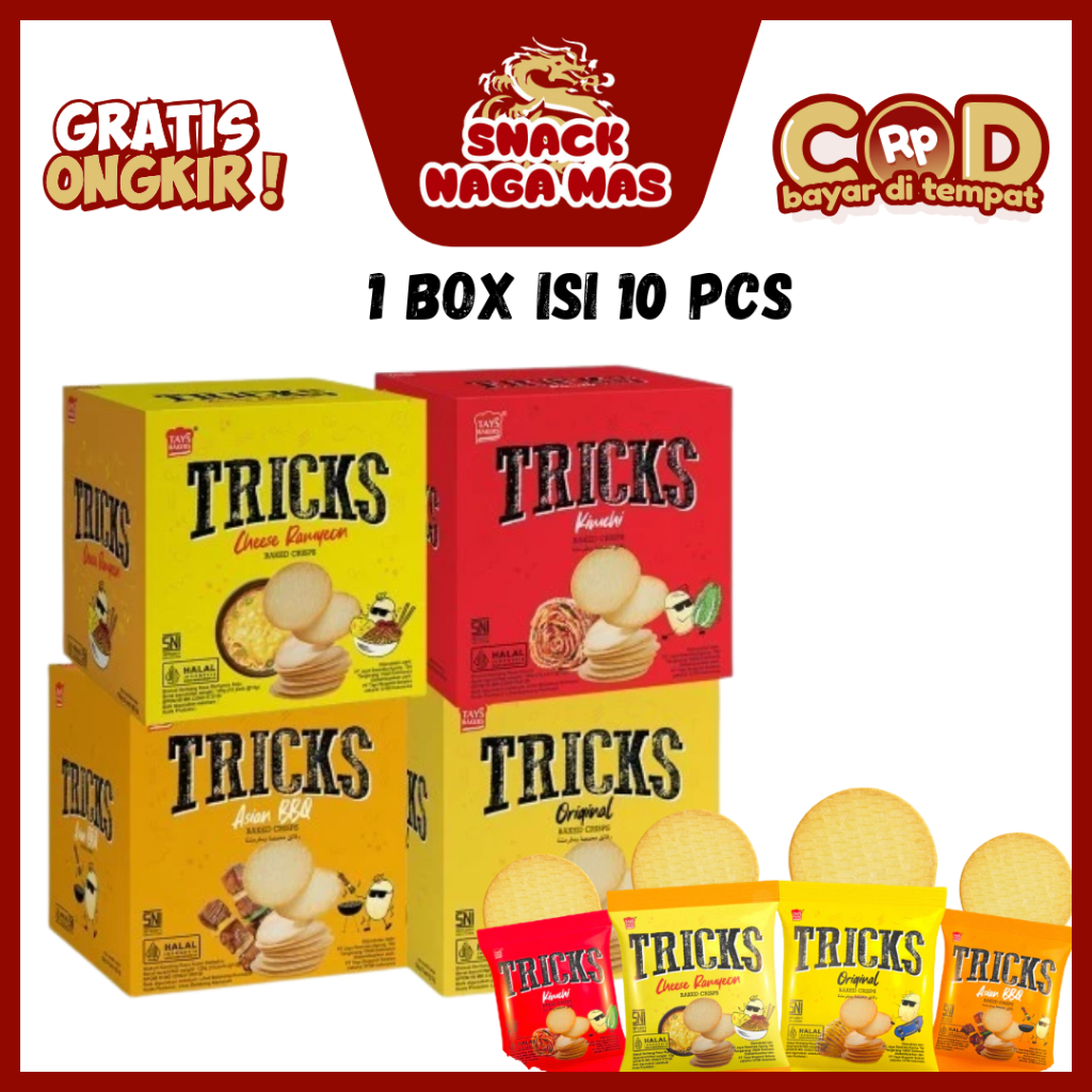 Jual TRICKS BISKUIT KENTANG POTATO BAKED CHIP CRIPS RASA ORIGINAL BBQ ...