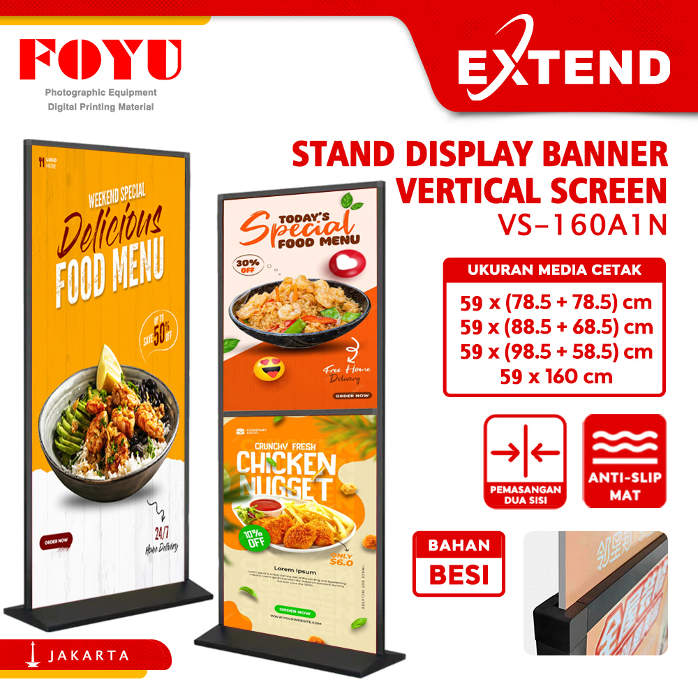 Jual Extend VS-160A1N Stand Display Banner Poster Menu Promosi 60x160cm ...