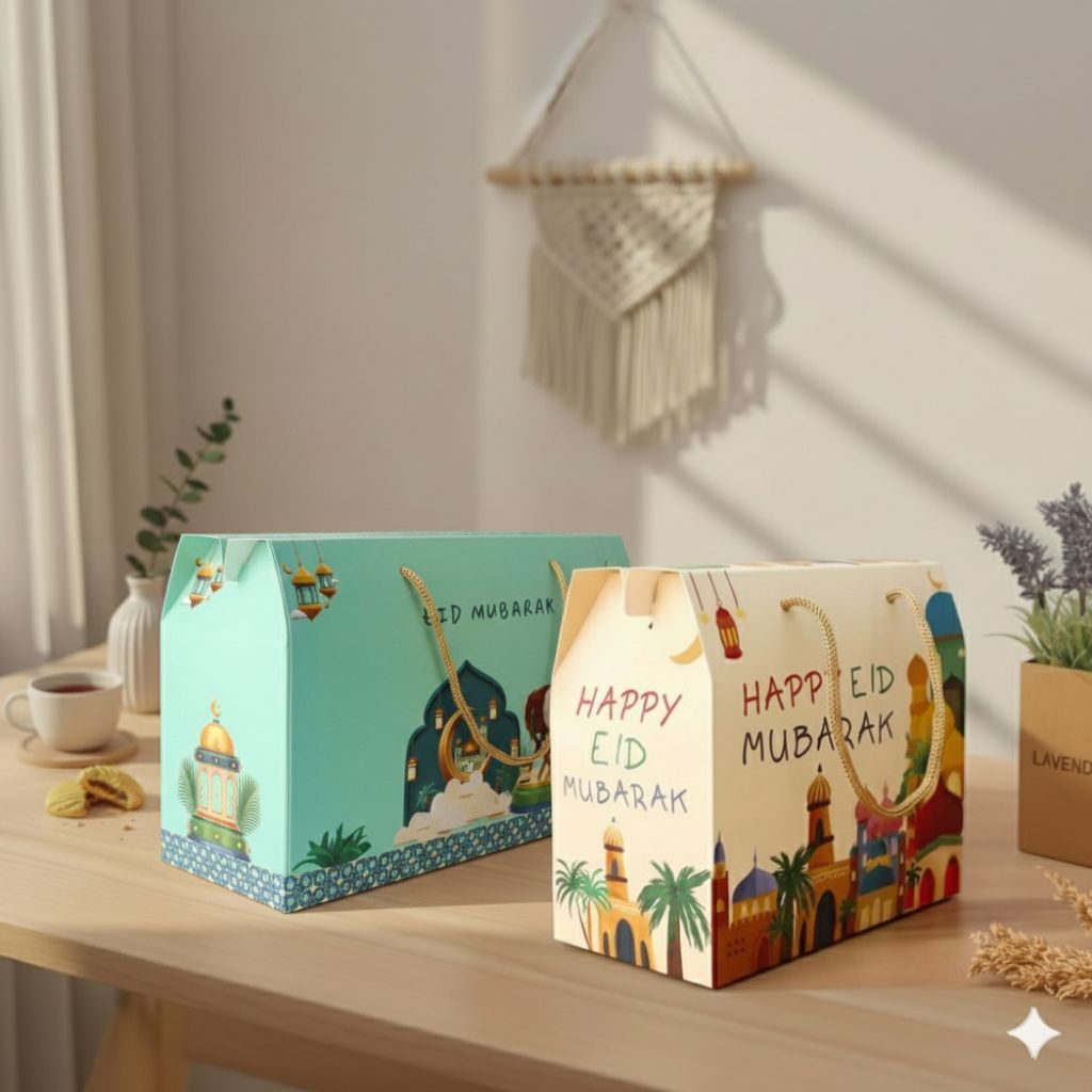 [ isi 5 dan 10 pcs ]  KOTAK HAMPERS LEBARAN 2026 / PAPER BAG IDUL FITRI / GABLE BOX LEBARAN ISI 3 TOPLES DAN 2 TOPLES