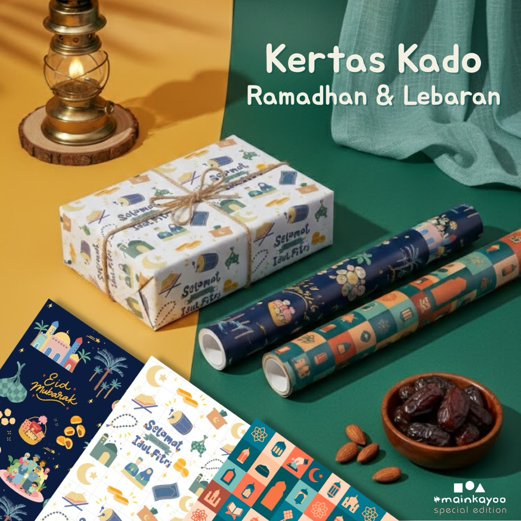 Kertas Kado Ramadhan Lebaran Idul Fitri - Aesthetic Matt & Kraft Paper - Gift Wrap Aesthetic A2 42x59cm