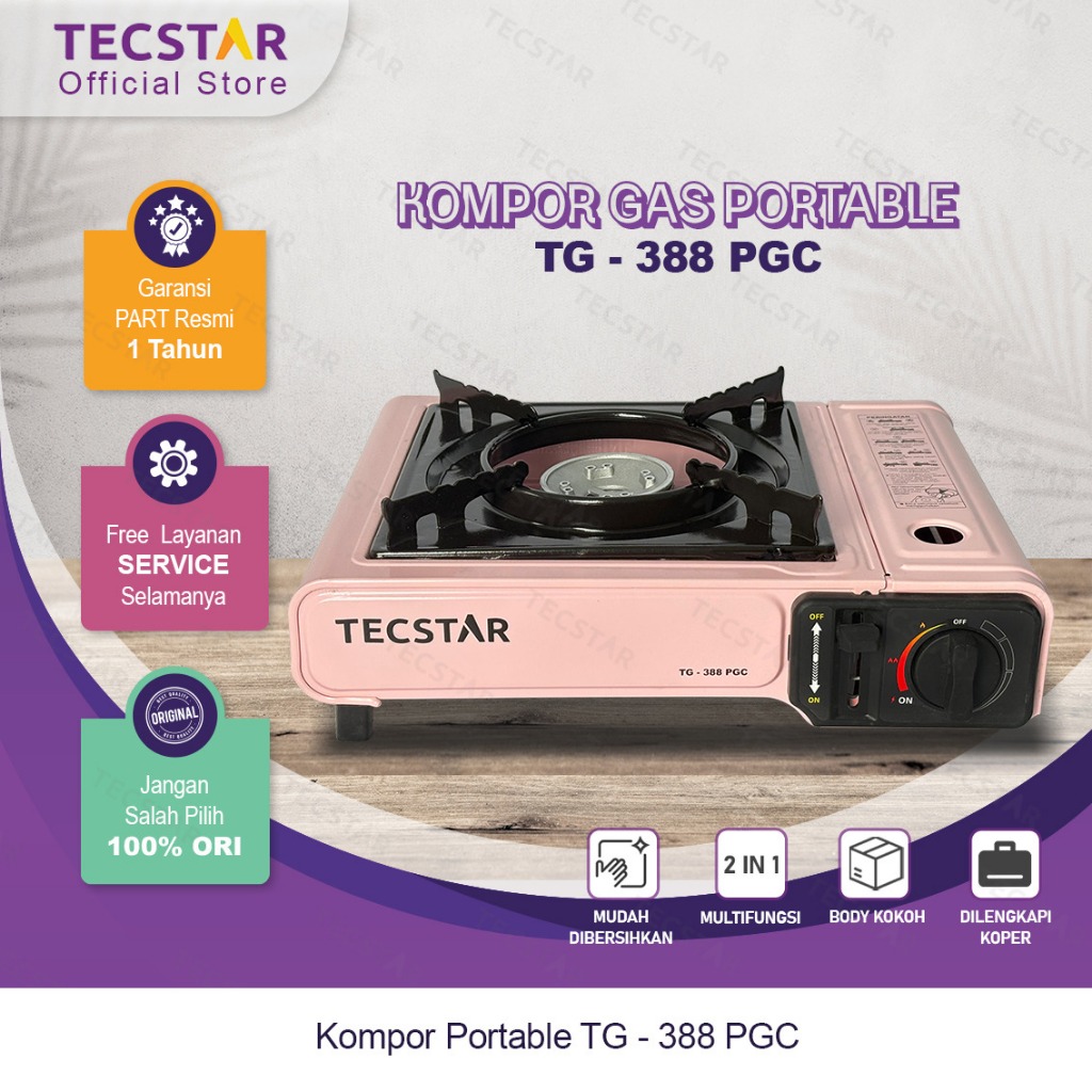 Jual TECSTAR Kompor Portable 2in1 Gas Tabung & Kaleng 1 Tungku + Koper ...