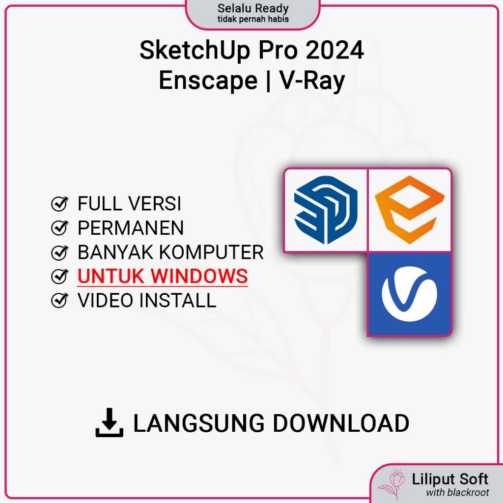 Jual SketchUp Pro 2024 Beserta Enscape Disertai VRay Plugin SketchUp ...
