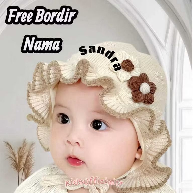 Jual Topi Rajut Bayi Perempuan Renda 0-24 Bulan Ada Tali Pengikat Free ...
