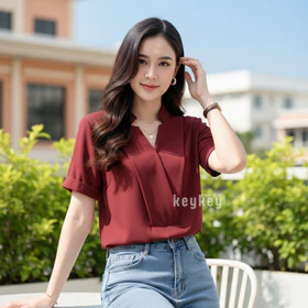 REBECCA Blouse Wanita Simple Elegan Moscrepe Atasan Blouse Simple Casual Formal Fit To L