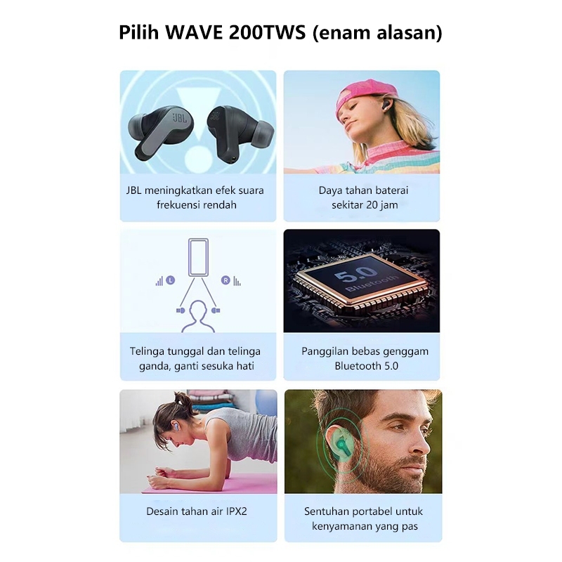 Jbl Wave 200 Tws Headset Wireless In-ear Noise Cancelling Headphones Real Stereo - foto 2