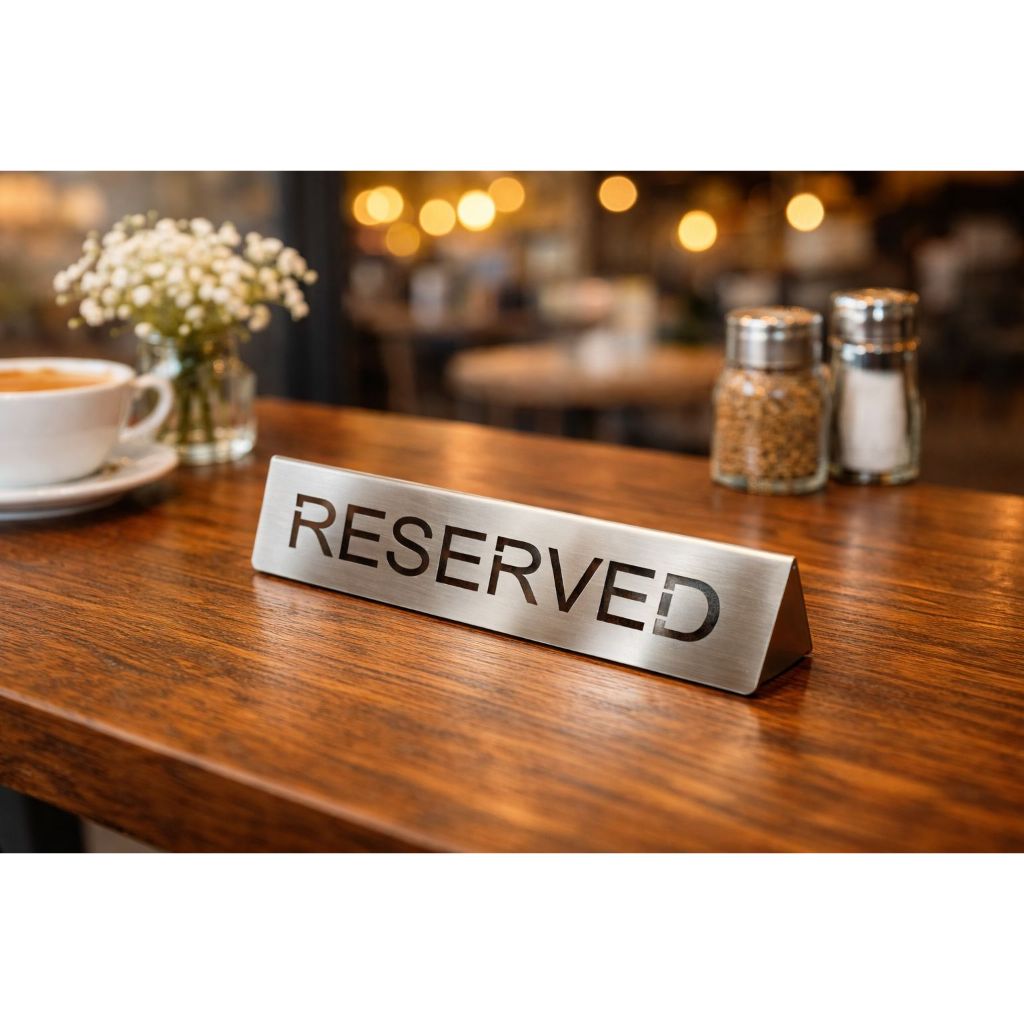 Jual Reserved Table Sign Bahan Stainlees Still atau Plat Besi | Tulisan ...