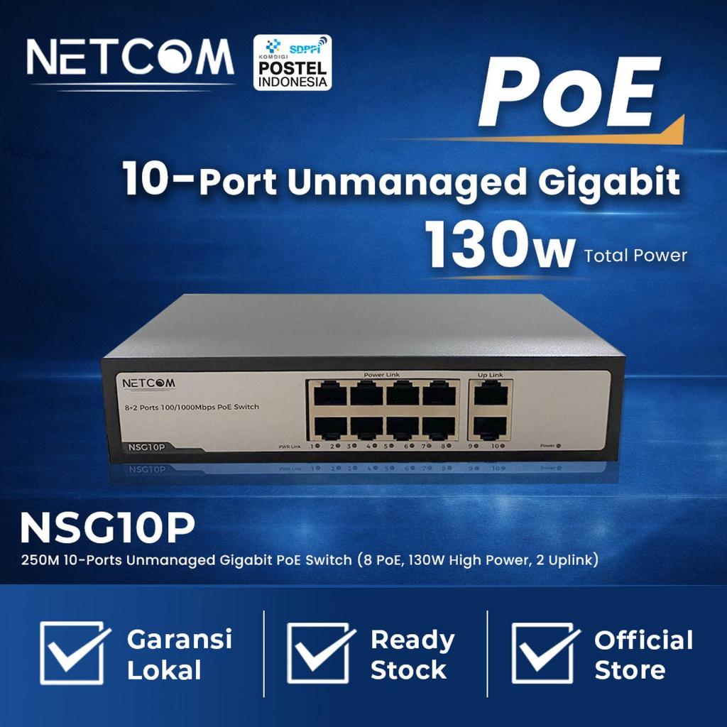 Jual NETCOM NSG10P 250M 10-Ports Unmanaged Gigabit PoE Switch | Shopee ...