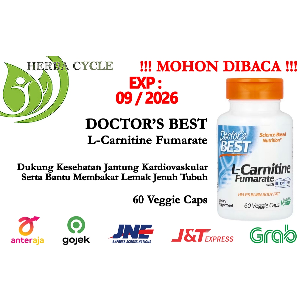 doctor's best l carnitine fumarate Jual Doctor Best L Carnitine Fumarate with Biosint Carnitines 855 mg 60  Veggie Caps Dr Best Carnitine
