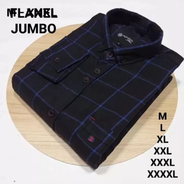 Kemeja Flanel 57 Abu M L XL XXL XXXL XXXXL Oversize Lengan Panjang