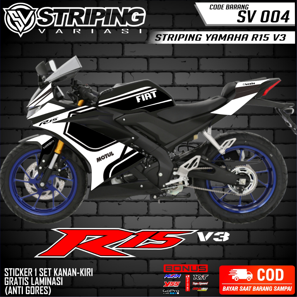 Jual STIKER STRIPING MOTOR YAMAHA R15 V3 VARIASI WARNA WARNA ELEGANT ...