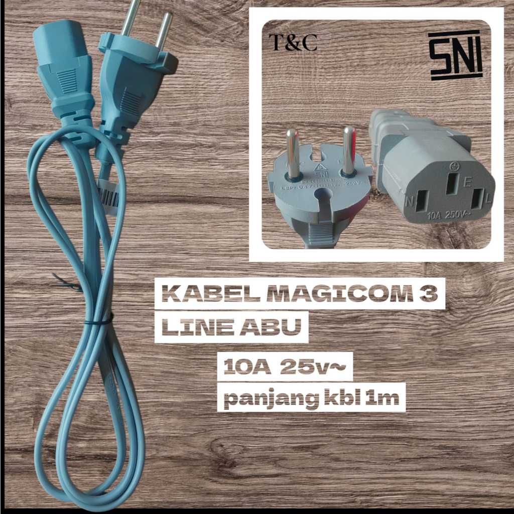 Jual kabel power colokan rice cooker magicom 3line abu panjang kabel 1m ...