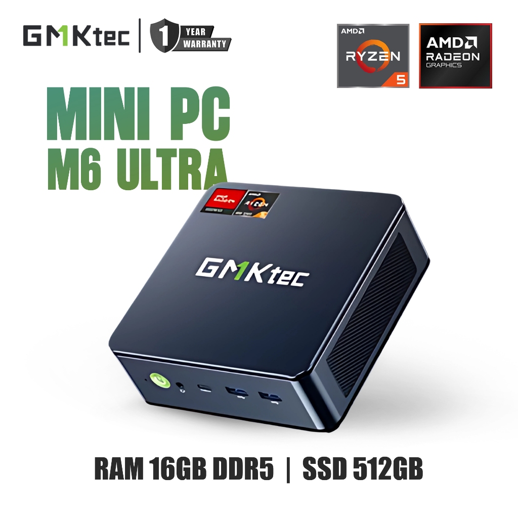 GMKtec M6 Ultra Mini PC Gaming Ryzen 7640HS (Amélioré du 6600H/6800U), 32 Go RAM DDR5 512 Go SSD, Double NIC LAN 2.5GbE Ordinateur de Bureau Maison/Bureau, Triple Affichage 4K, WiFi 6, USB4