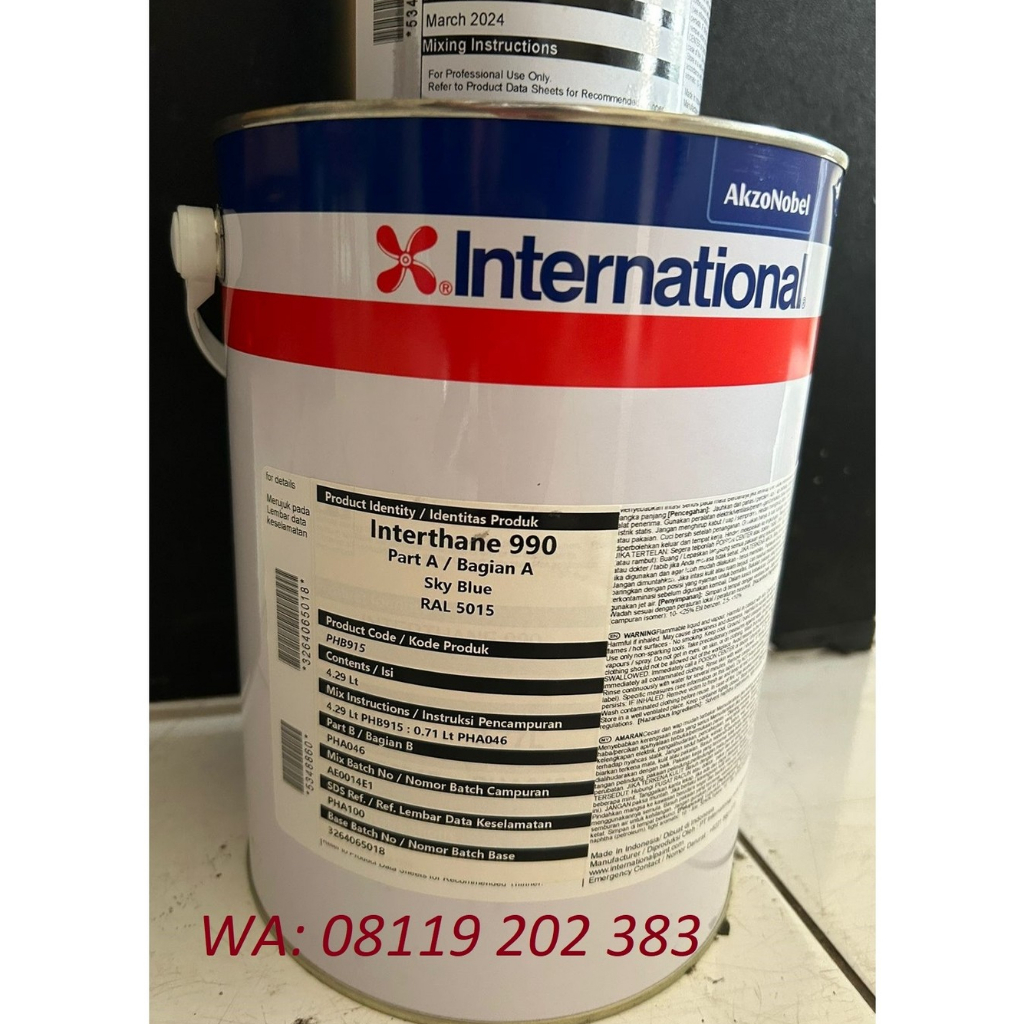 Jual Interthane 990 sky blue RAL5015 gloss 5L set International Paint ...