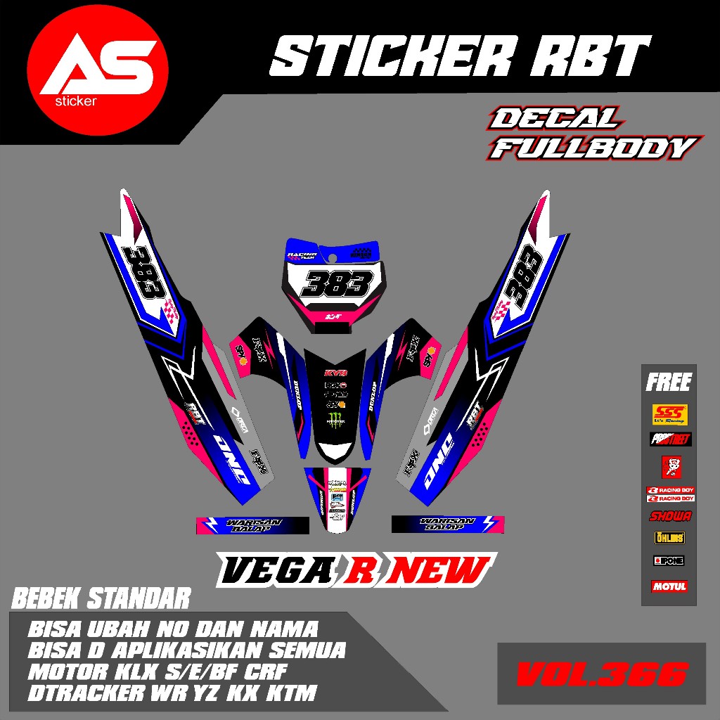Jual DECAL Sticker RBT VEGA R NEW FULL BODY MOTOR RBT BEBEK MODIF ...