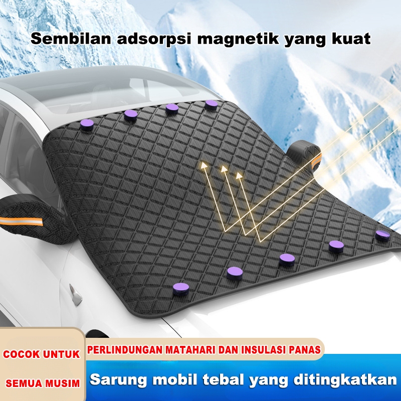 Penutup mobil/Penutup kaca mobil anti panas magnet 9 Cover Anti UV car Versi upgrade hitam menebal