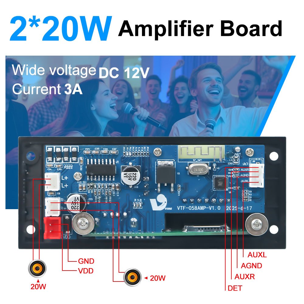 Jual Kit Modul Mp3 58BT 12V Digital Player Bluethooth 2X20Watt Class D ...