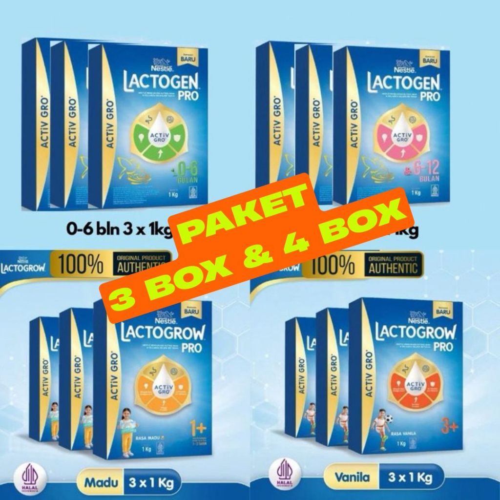 Jual ISI 3 & 4 BOX - Lactogen 0-6 / 6-12 / Lactogrow 1+ 3+ 1kg 1000g ...