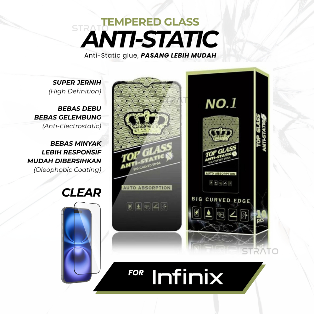 Jual [PREMIUM] INFINIX Tempered Glass Clear Anti Static (TOP/ ESD ...