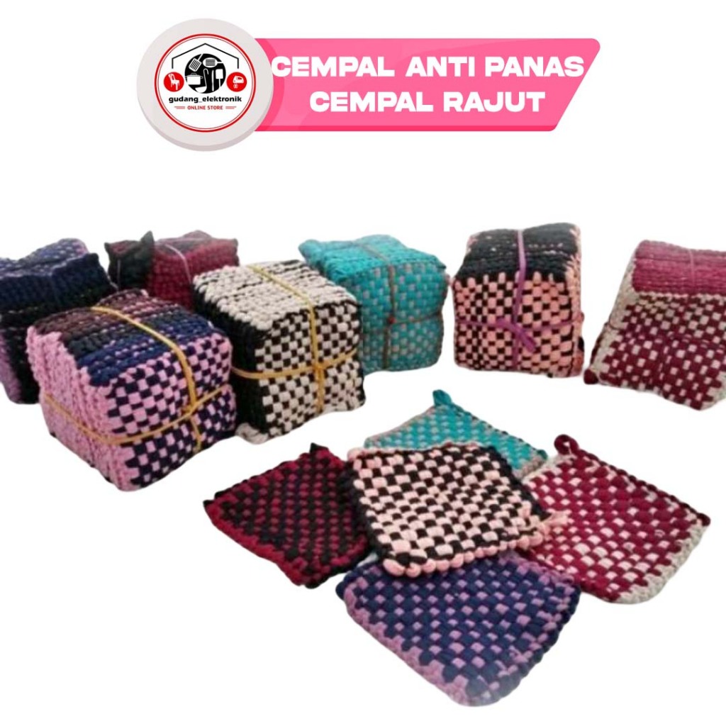 Jual Cempal Rajut Tebal Kain Lap Penahan Panas Dingin Warna Random ...
