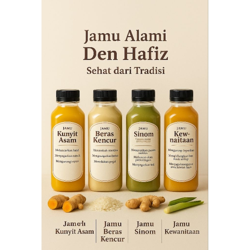 Jual Jamu Alami Den Hafiz 250ml | Kunyit Asam, Beras Kencur, Sinom ...