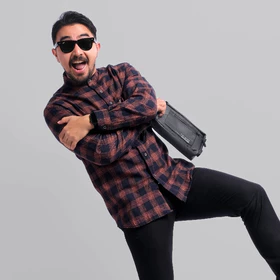 DGM Kemeja Pria Flanel Kerah Sanghai Koko Lengan Panjang Premium 057