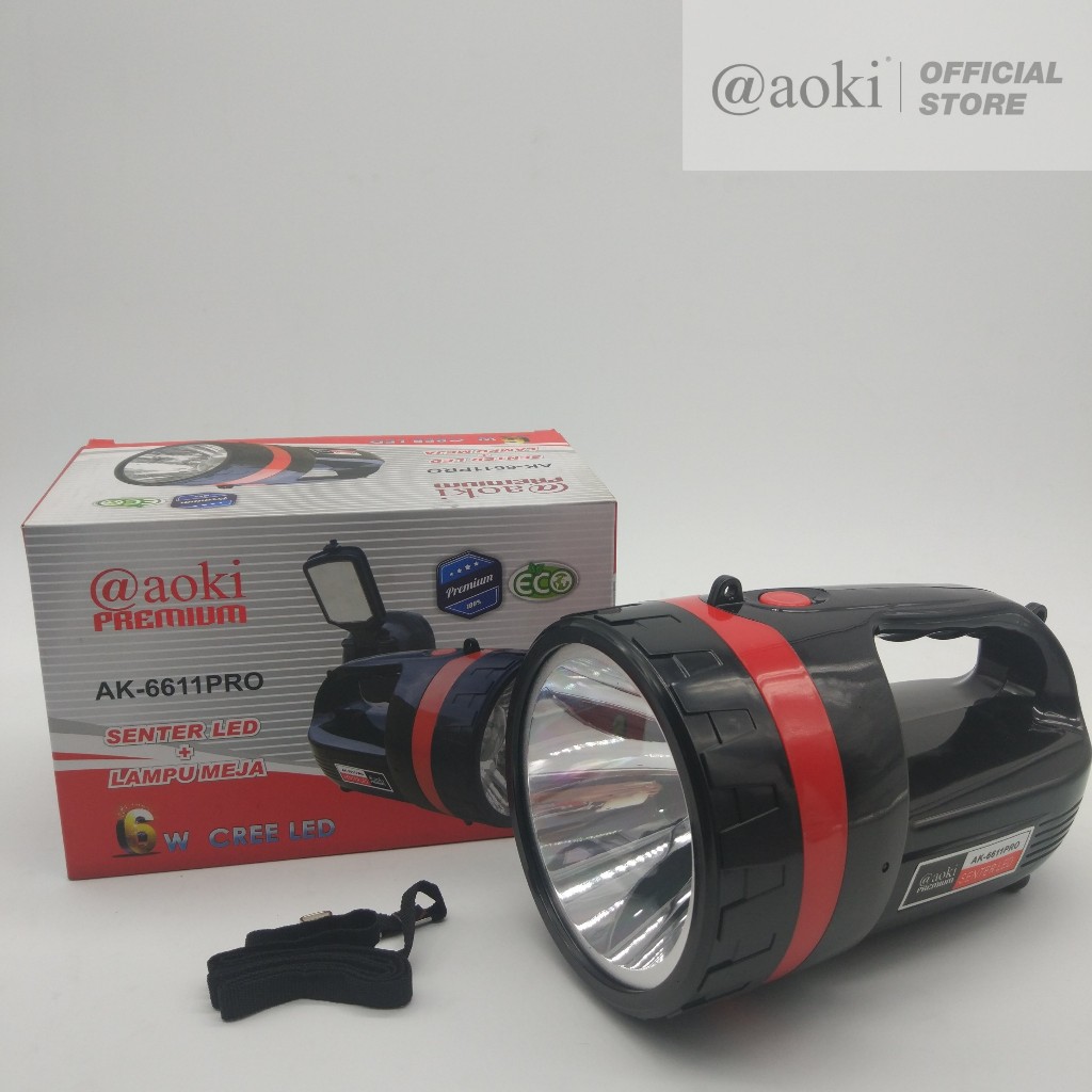 Jual AOKI Senter Emergency Cas Jumbo AK-6611 PRO 6 Watt + 12 SMD LED ...
