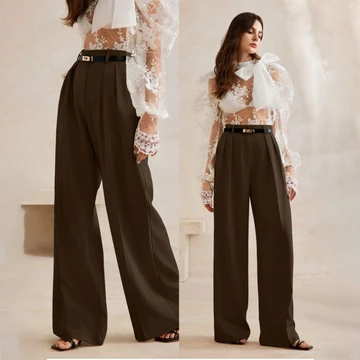TERITORY Straight Pants High Waisted Culotte Celana Panjang Kulot Wanita Casual Formal