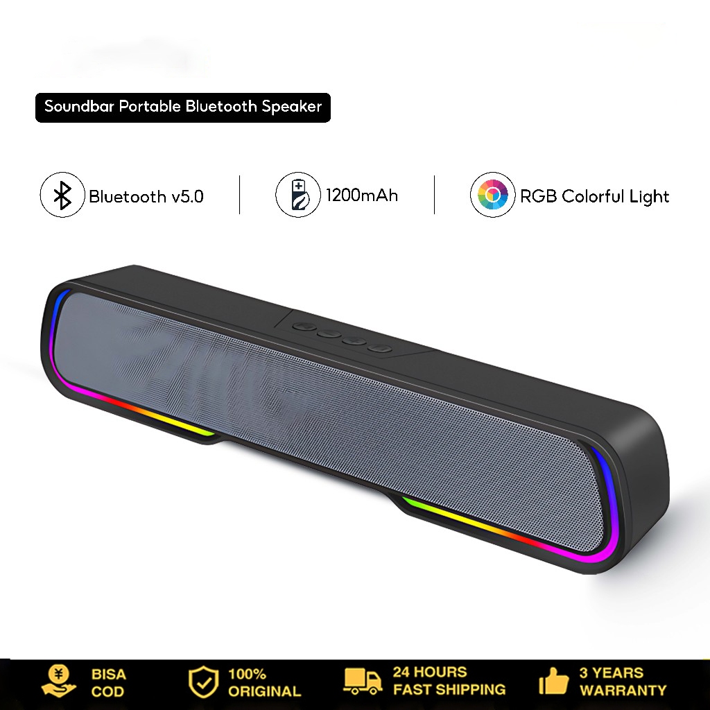 Jual RGB Speaker Bluetooth Soundbar LED Light Computer TV Bass Phone TF ...